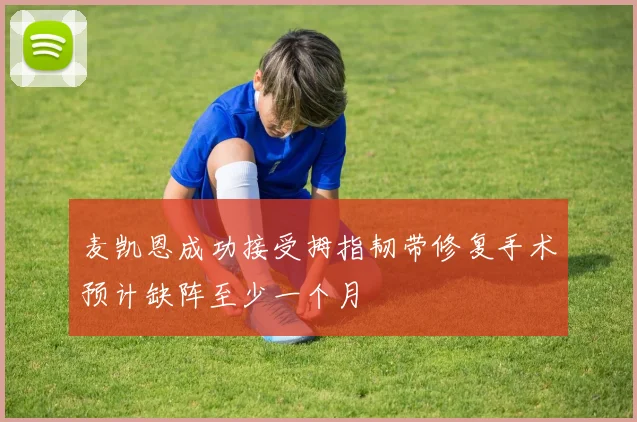 麦凯恩成功接受拇指韧带修复手术预计缺阵至少一个月